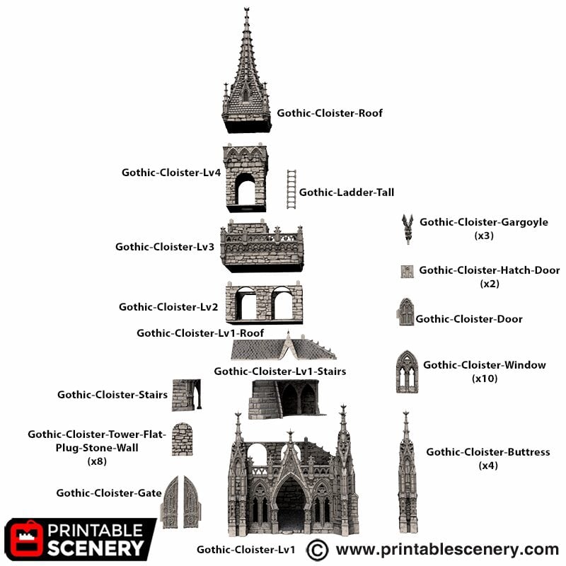 Gothic Cloister Tower Part List