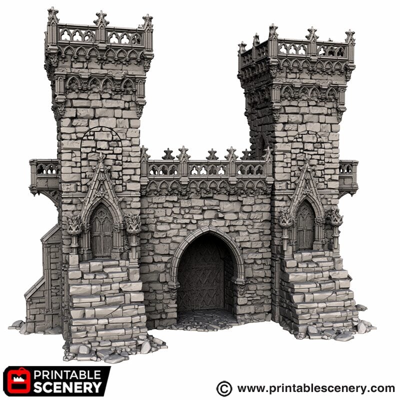 Gothic Small Square Tower with Gate 3d print file