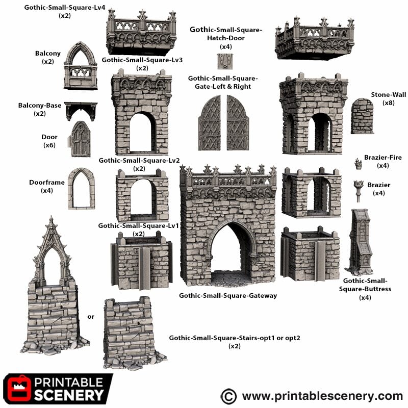 Gothic Small Square Tower Parts list