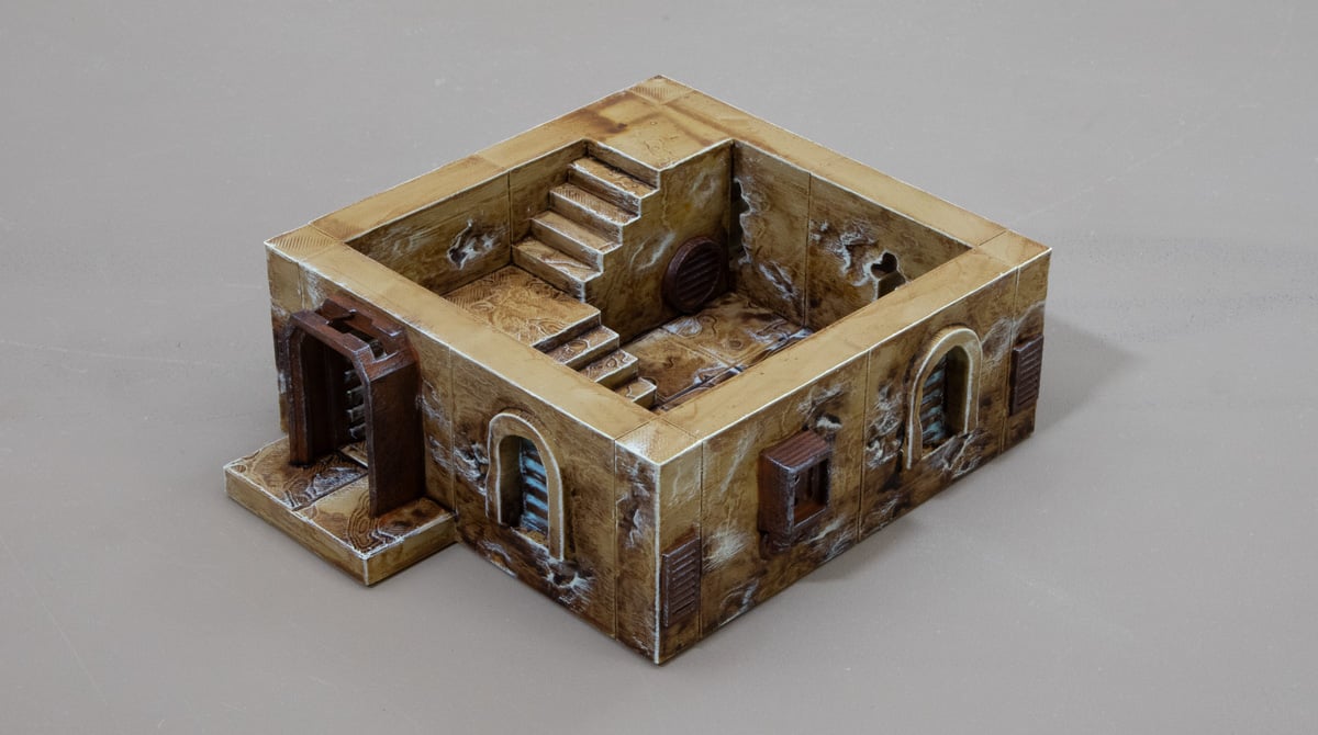 3d printed desert outpost building walls highlighted