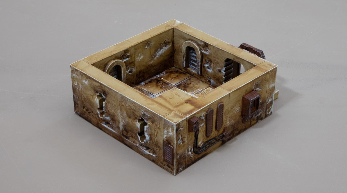 3d printed desert outpost building walls highlighted