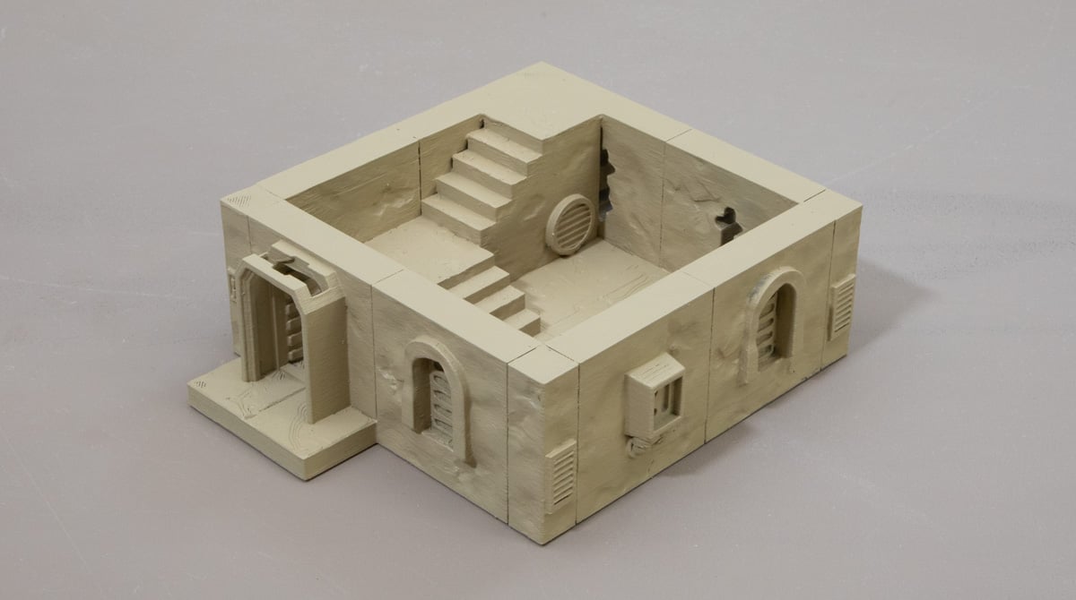 3d printed desert outpost building primed