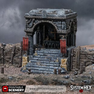 3D printed and Painted Shrine of Damnation from Darkness and Desolation for wargaming and Tabletop RPGs