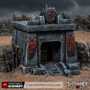 3d printed and painted Trench Tomb from the Darkness & Desolation campaign for wargaming and tabletop RPGs
