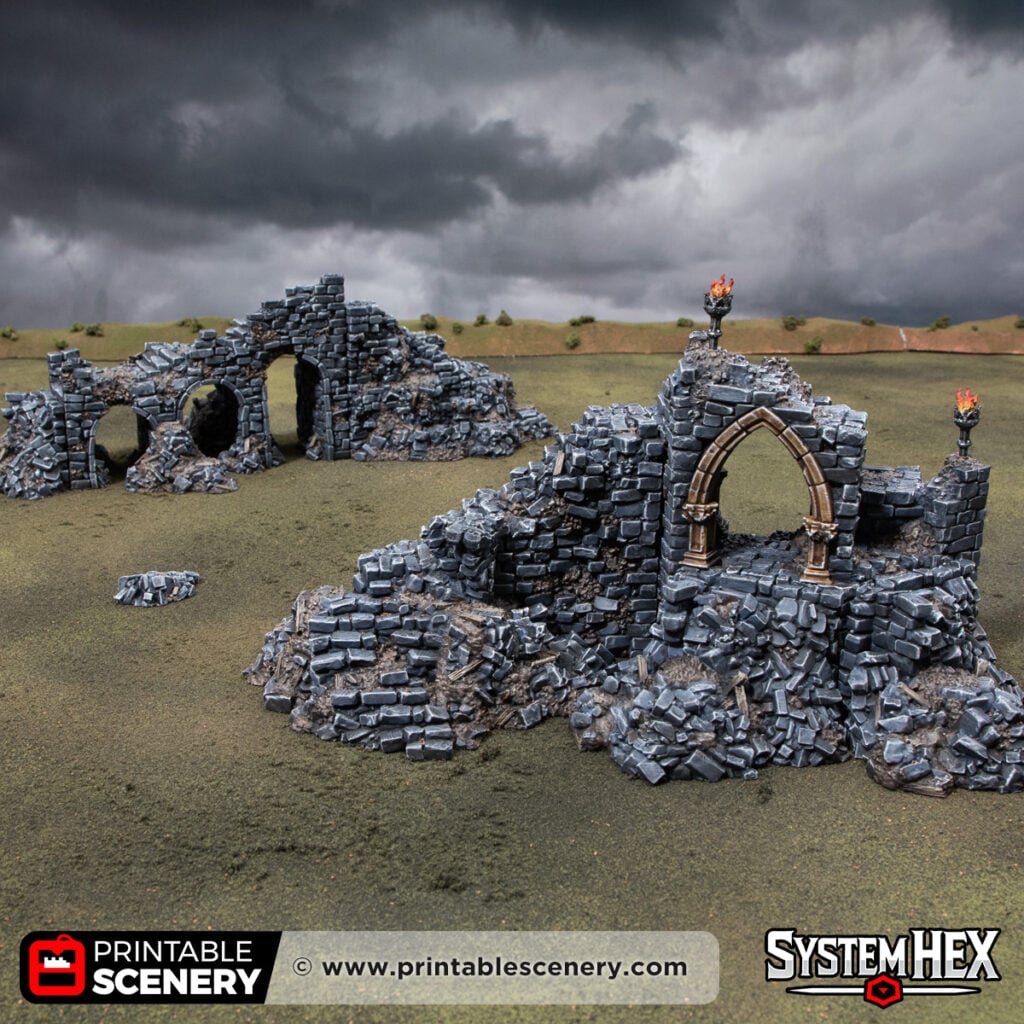 3d printed and painted Archway of Desolation for wargaming and tabletop RPGs