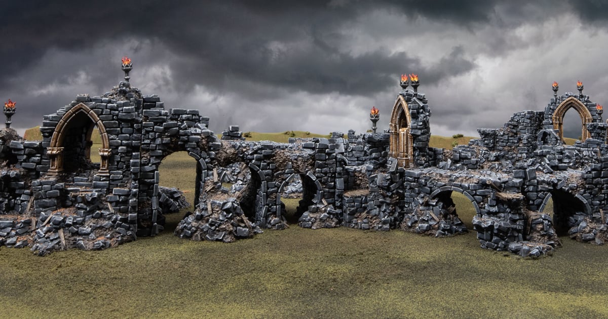 3d printed and painted Archway of Desolation for wargaming and tabletop RPGs