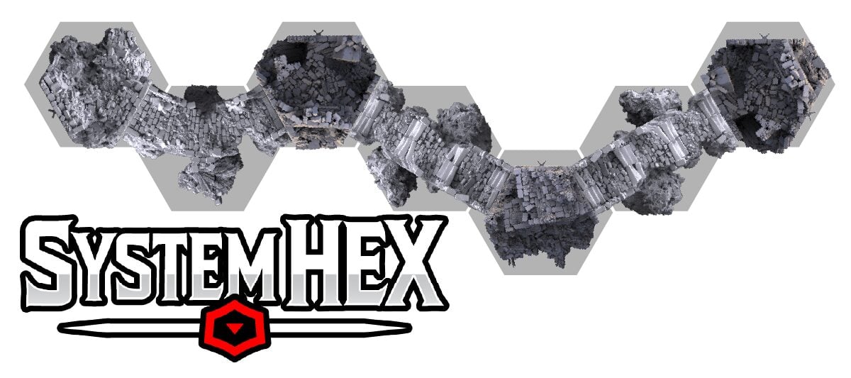 Top down render of the Desolation models in the SystemHEX template
