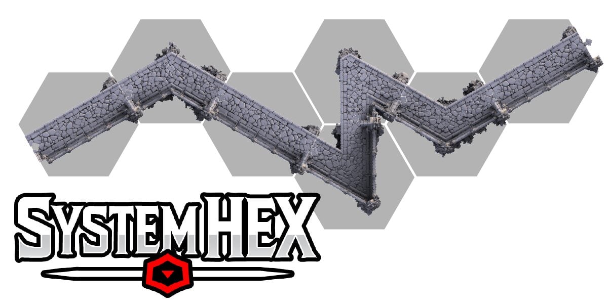 Top down render of the Gothic Angular Walls models in the SystemHEX template