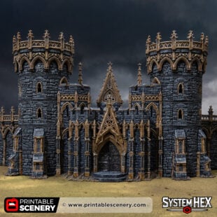 3d printed and painted Gothic Gate House from the Darkness & Desolation campaign for wargaming and tabletop RPGs