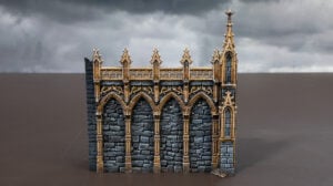 3D printed gothic wall with dirt highlighted