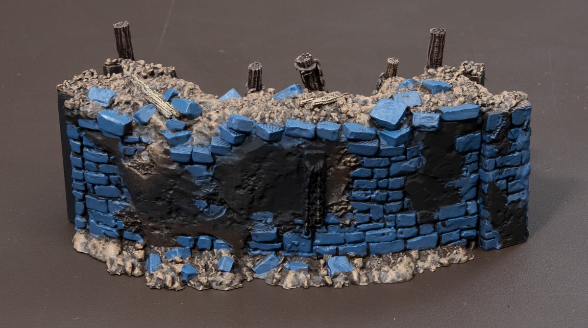3D printed Trench Wall with brick painted with The Fang
