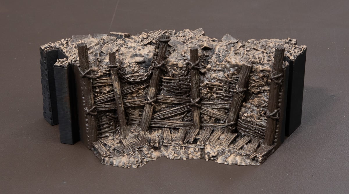 3D printed Trench Wall drybrushed earth