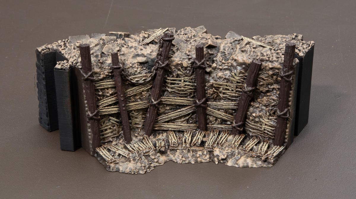 3D printed Trench Wall with post painted with Rhinox Hide
