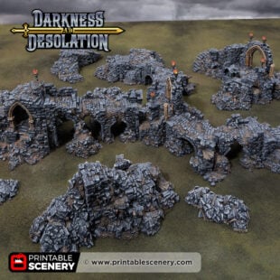 3d printed and painted models from Darkness & Desolation campaign