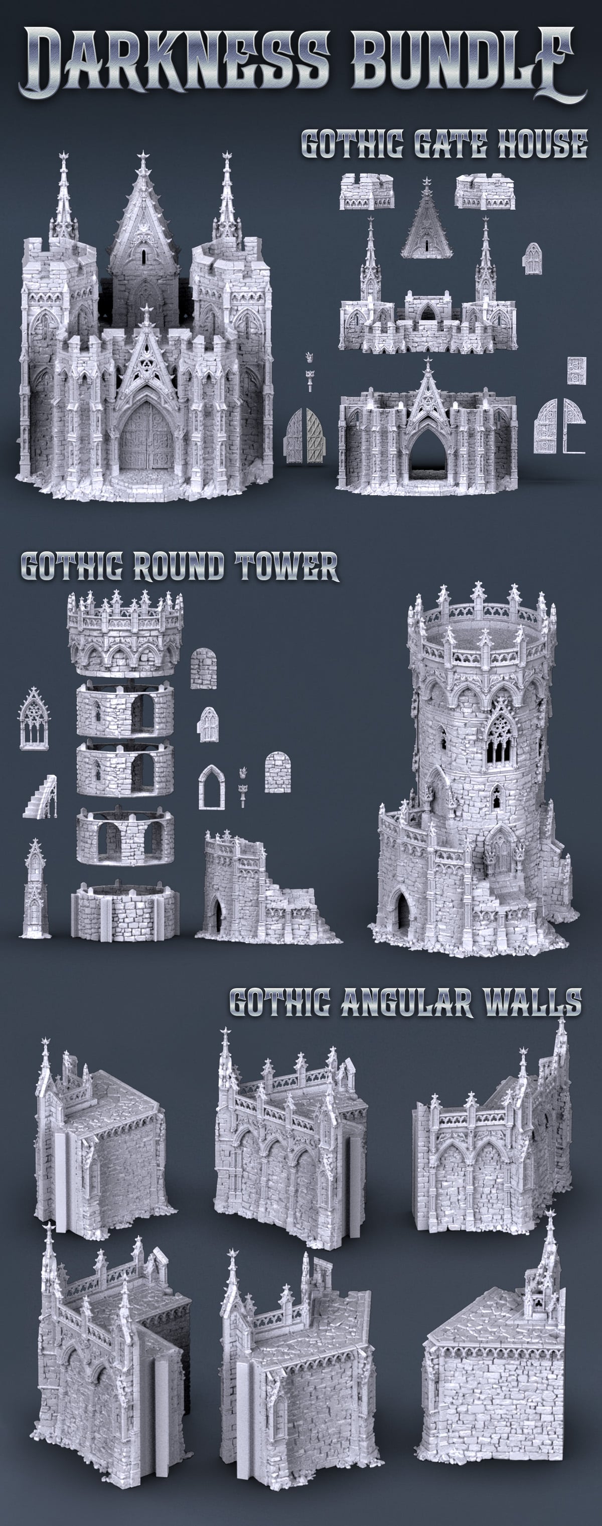 Renders of the Darkness bundle models from Darkness and Desolation