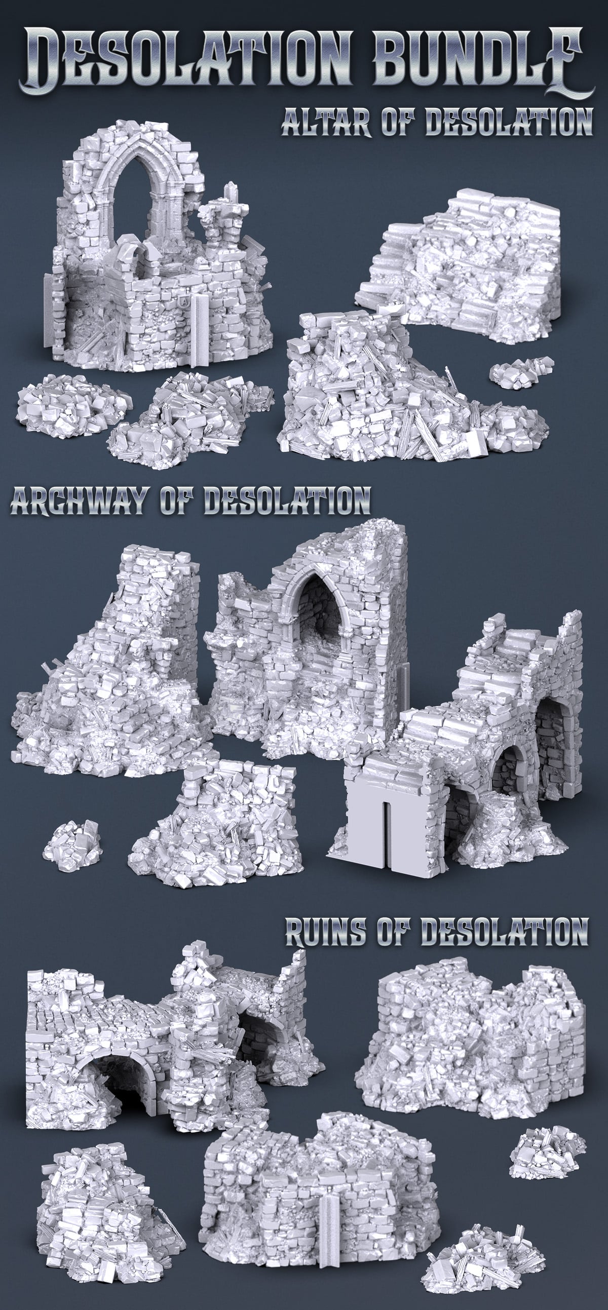 Renders of the Desolation bundle models from Darkness and Desolation