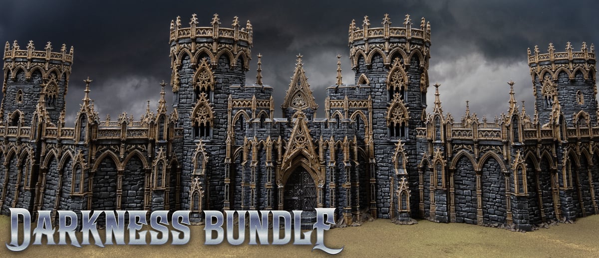 3d printed and painted Darkness models from Darkness & Desolation campaign