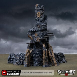 3D printed and Painted Tower of Desolation from Darkness and Desolation for wargaming and Tabletop RPGs