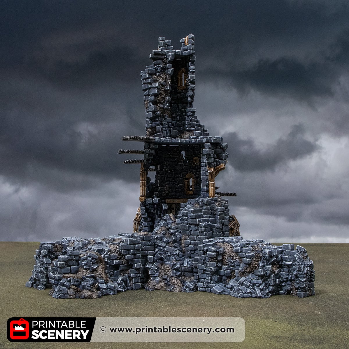 3D printed and Painted Tower of Desolation from Darkness and Desolation for wargaming and Tabletop RPGs