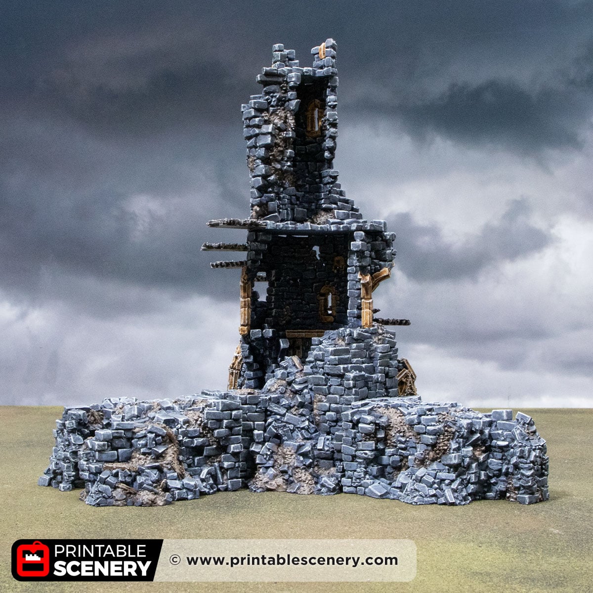 3D printed and Painted Tower of Desolation from Darkness and Desolation for wargaming and Tabletop RPGs