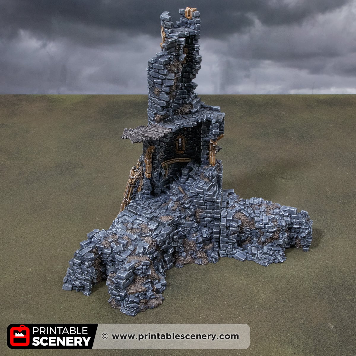 3D printed and Painted Tower of Desolation from Darkness and Desolation for wargaming and Tabletop RPGs