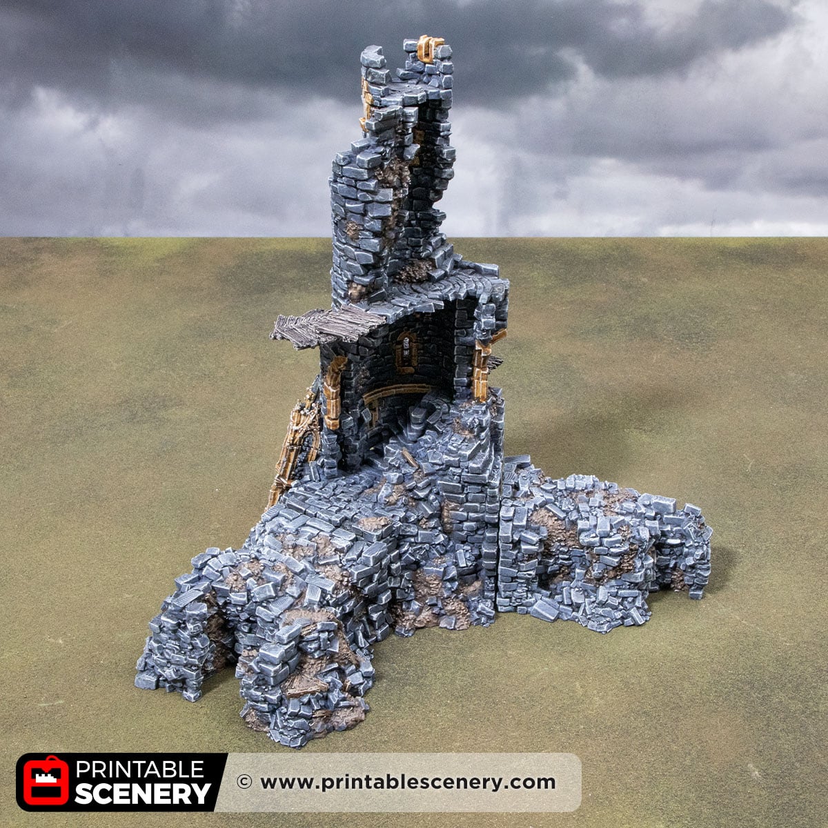 3D printed and Painted Tower of Desolation from Darkness and Desolation for wargaming and Tabletop RPGs