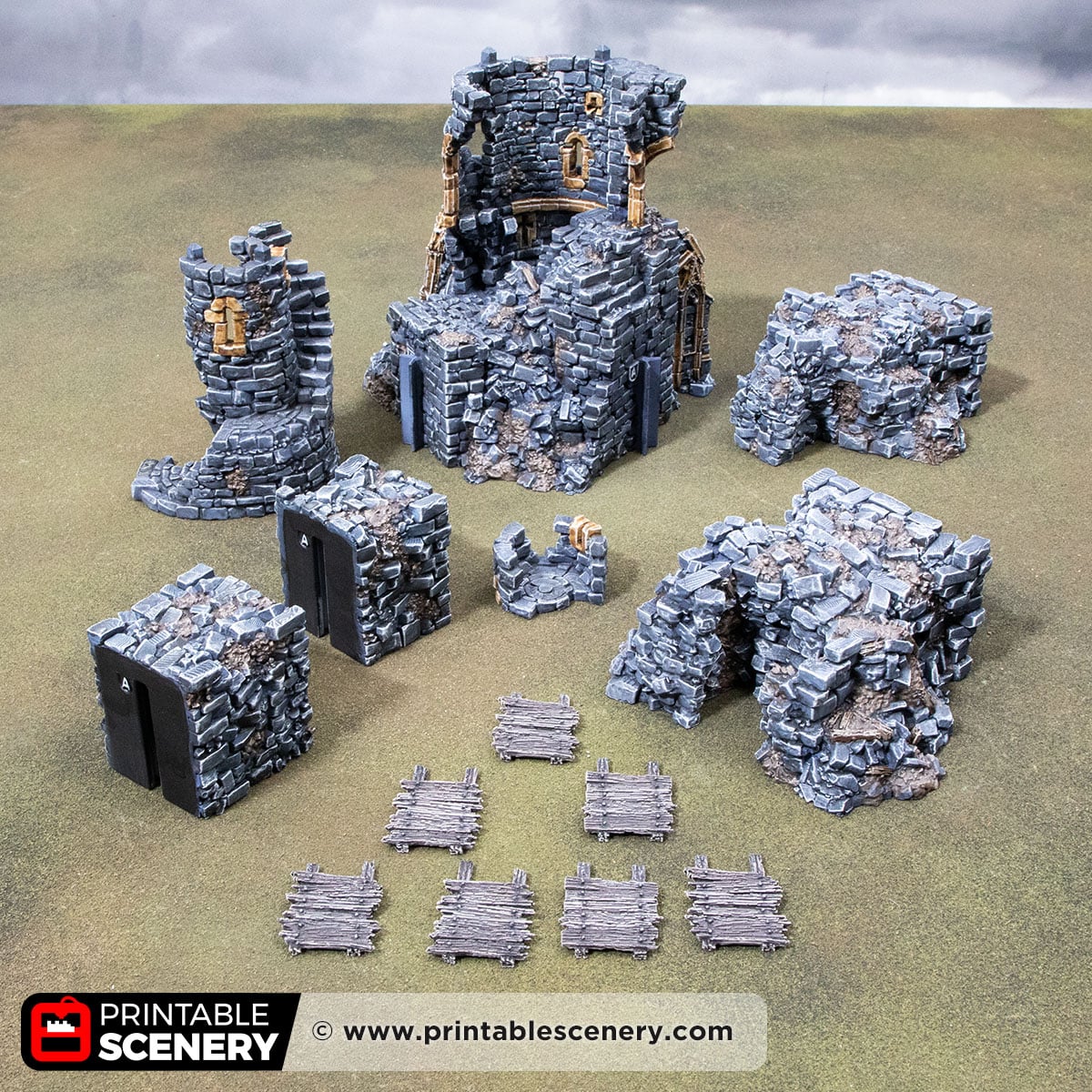 Separate pieces of the Tower of Desolation from Darkness and Desolation for wargaming and Tabletop RPGs