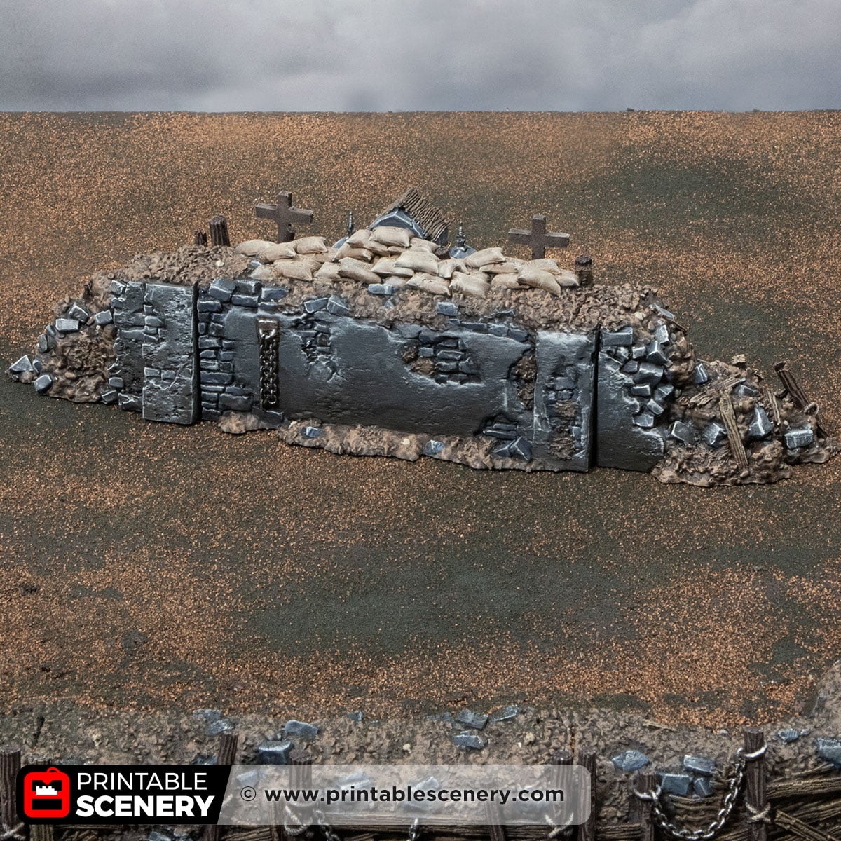 3D printed and Painted Trench Altar from Darkness and Desolation for wargaming and Tabletop RPGs