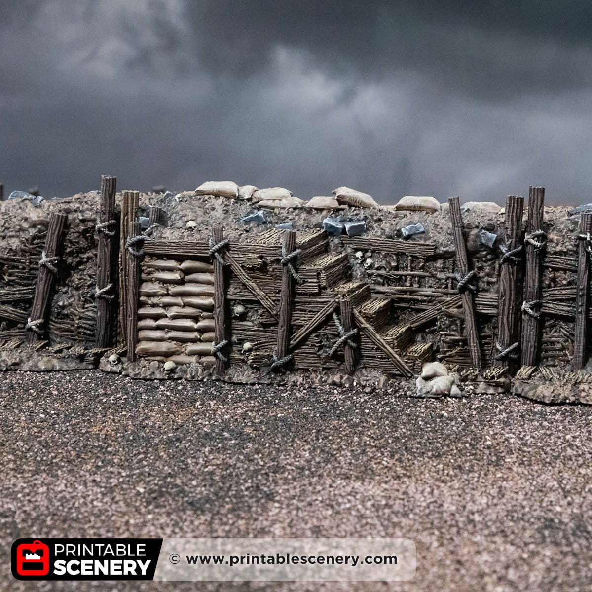 3D printed and Painted Trench Stairs from Darkness and Desolation for wargaming and Tabletop RPGs
