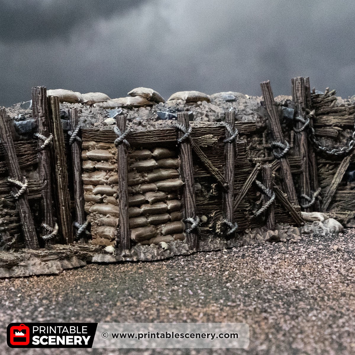 3D printed and Painted Trench Stairs from Darkness and Desolation for wargaming and Tabletop RPGs
