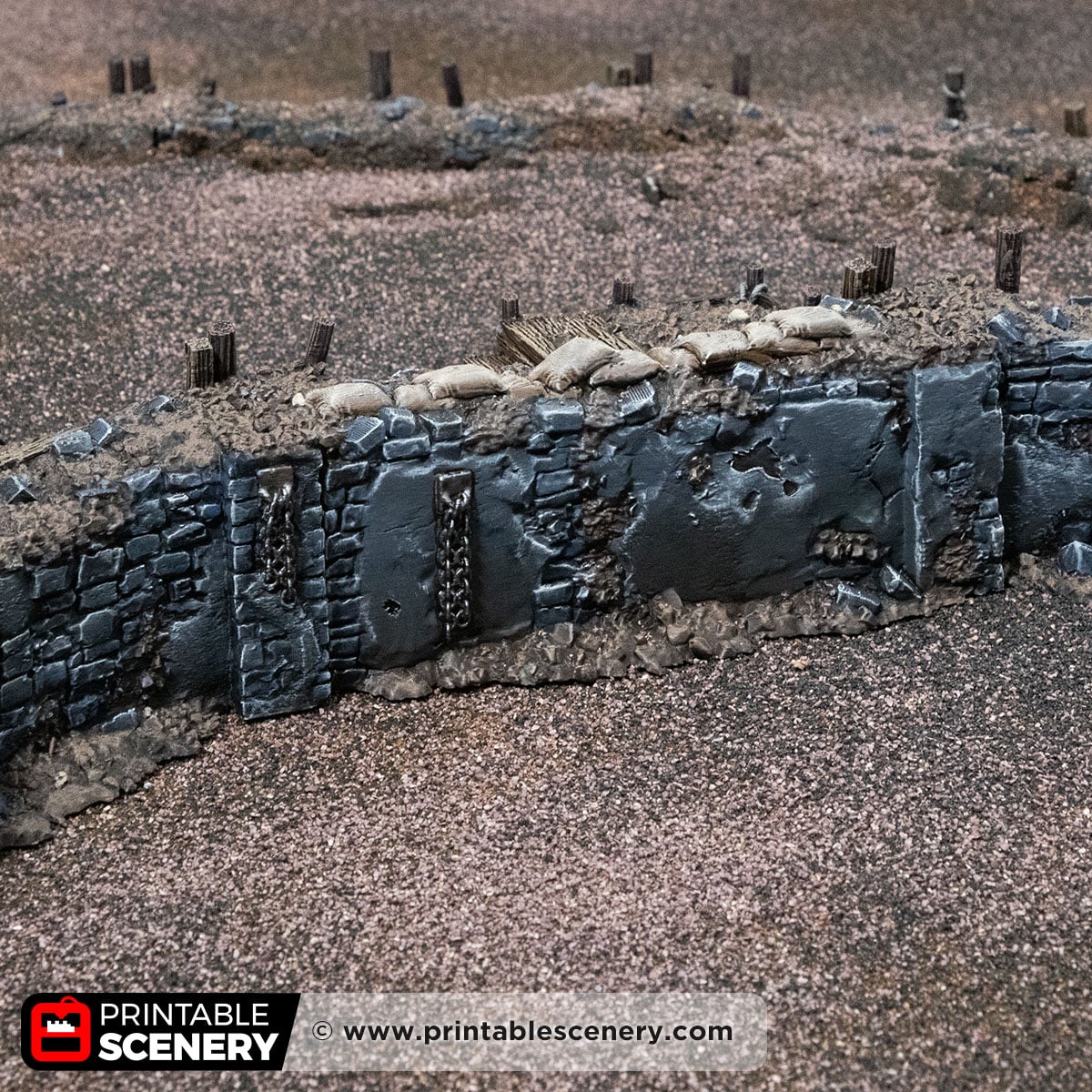 3D printed and Painted Trench Stairs from Darkness and Desolation for wargaming and Tabletop RPGs