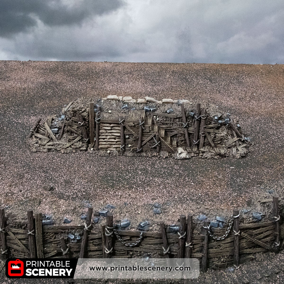 3D printed and Painted Trench Stairs from Darkness and Desolation for wargaming and Tabletop RPGs