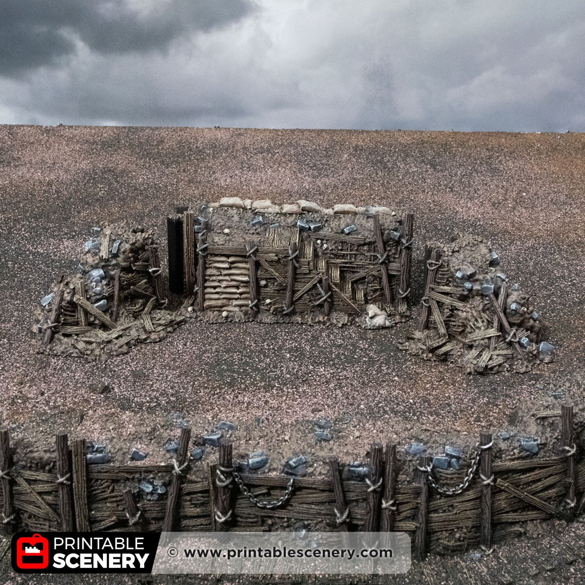 Seperated pieces of Trench Stairs from Darkness and Desolation for wargaming and Tabletop RPGs