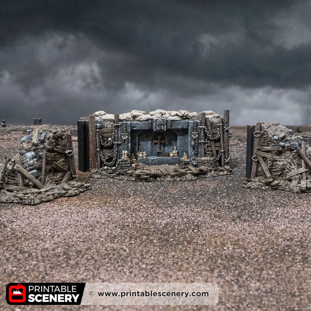 3D printed and Painted Sunken Shrine from Darkness and Desolation for wargaming and Tabletop RPGs