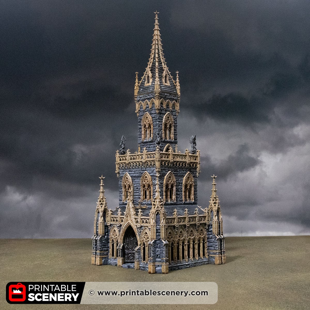 3D printed and Painted Cloister Tower from Darkness and Desolation for wargaming and Tabletop RPGs