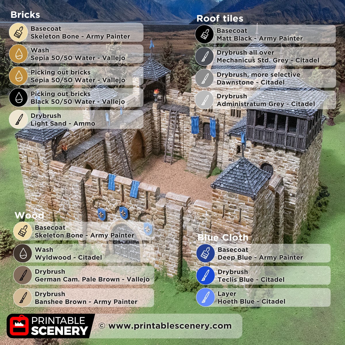 Paint guide for the Liness Castle for the Pillage wargame