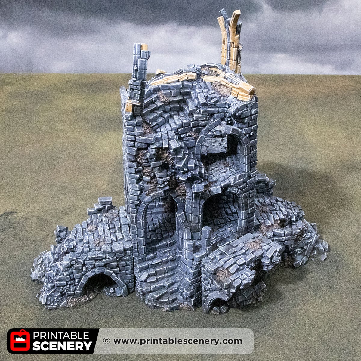 3D printed and Painted Blighted Stairway from Darkness and Desolation for wargaming and Tabletop RPGs