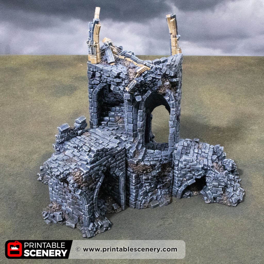 3D printed and Painted Blighted Stairway from Darkness and Desolation for wargaming and Tabletop RPGs