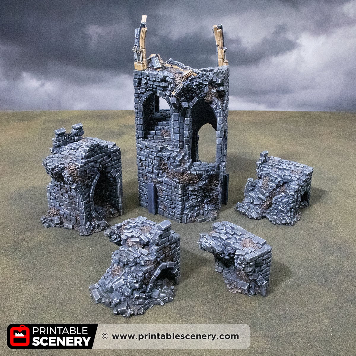 3D printed and Painted Blighted Stairway from Darkness and Desolation for wargaming and Tabletop RPGs