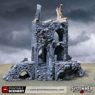 3D printed and Painted Blighted Stairway from Darkness and Desolation for wargaming and Tabletop RPGs