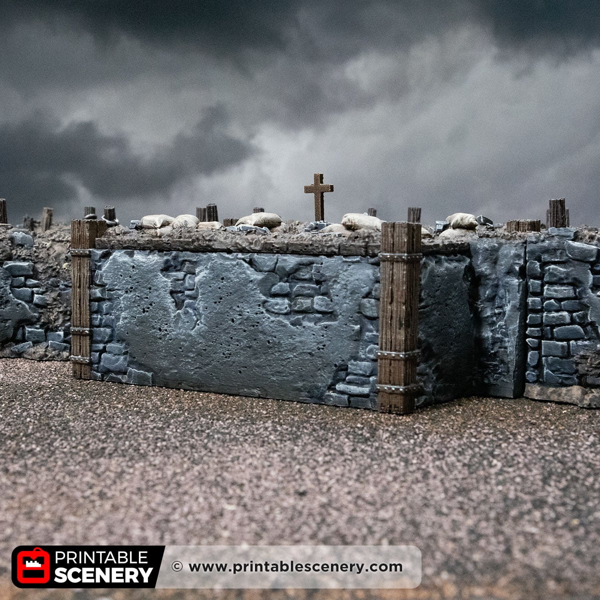 3D printed and Painted Wooden Dugout from Darkness and Desolation for wargaming and Tabletop RPGs
