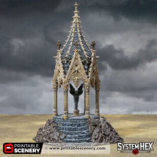 3D printed and Painted Angelic Shrine of Darkness from Darkness and Desolation for wargaming and Tabletop RPGs