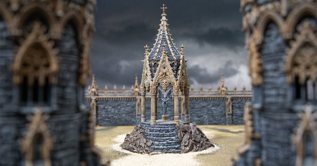 3D printed and Painted Angelic Shrine of Darkness from Darkness and Desolation for wargaming and Tabletop RPGs