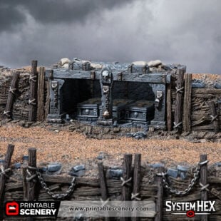 3D printed and Painted Trench Mausoleum from Darkness and Desolation for wargaming and Tabletop RPGs